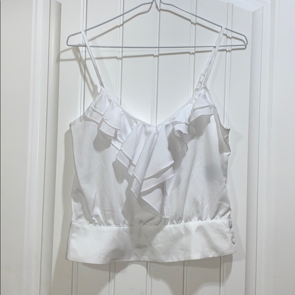 White ruffle top